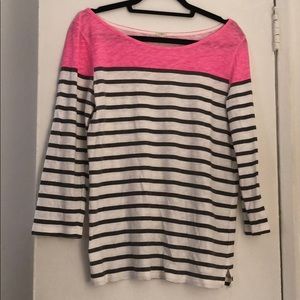 Pink white and grey striped shirt